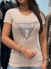 Guess - Ss Cn Cheeta Logo Triangle Tee - Roze