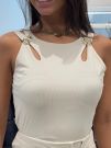Guess - Zama Cut Out Details Crop Top - Beige