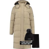 Malelions - Women Matt Long Puffer Jacket - Beige