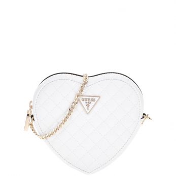 Guess - Rianee Quilt Mini Heart Bag - Wit