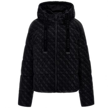 Guess - 4G Hooded Puffa Jacket - Zwart