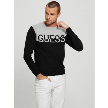 Guess - Alex Ls Cn Logo Sweater - Zwart