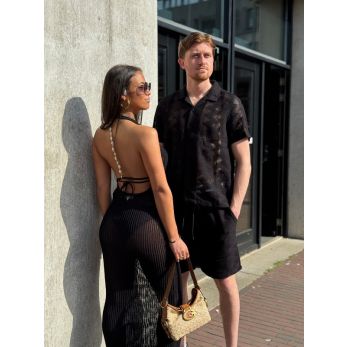 Guess - Aura Net Stitch Dress Swtr - Zwart