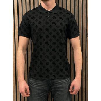 Guess - Ss Flocked Peony Polo - Zwart