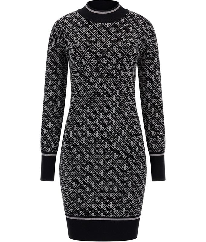 Guess Zwart Ls Lise 4G Logo Sweater Dress W3BK0DZ37K0