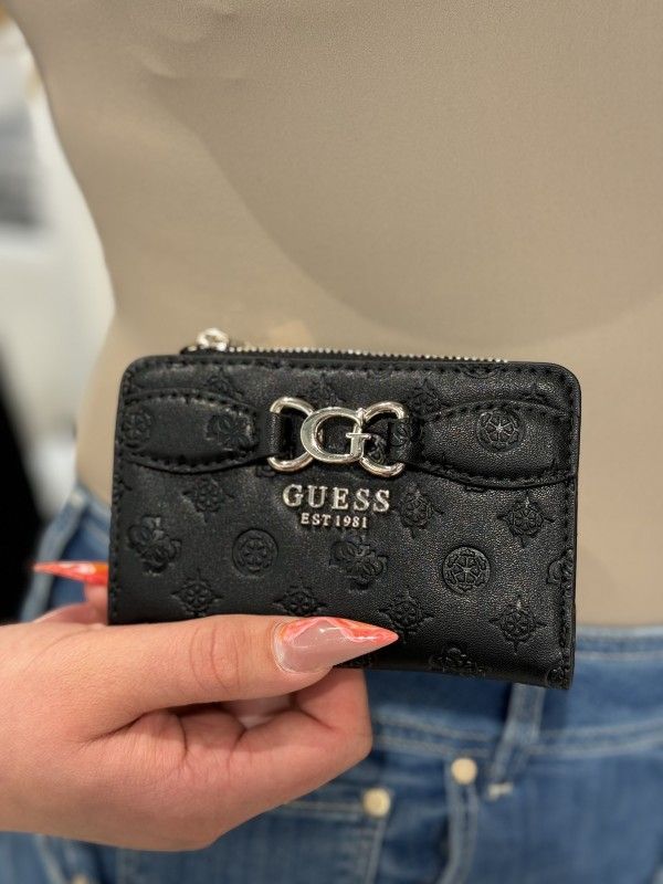 Guess - Arlena Logo Zip Around Card Case - Zwart