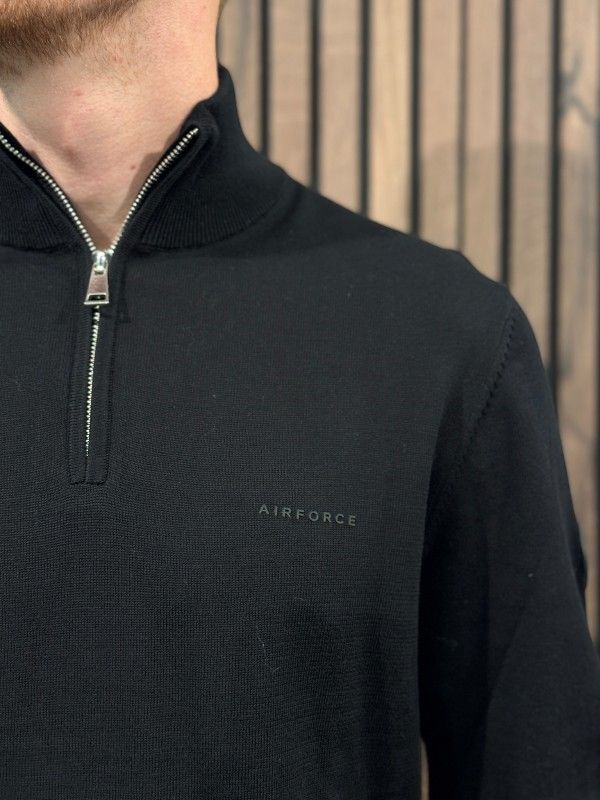 Airforce - Knitwear Quarter Zip - Zwart
