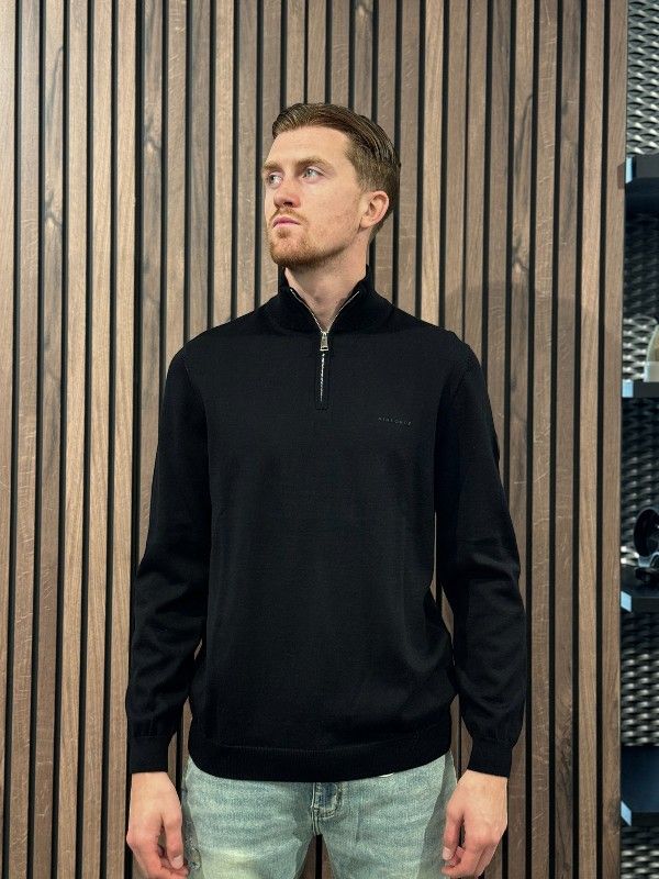 Airforce - Knitwear Quarter Zip - Zwart