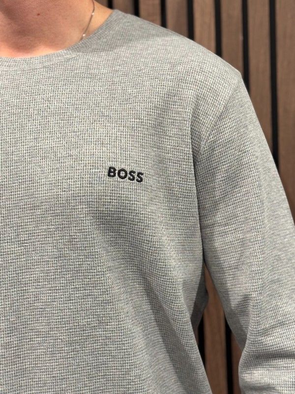 Boss - Waffle LS-Shirt - Grijs