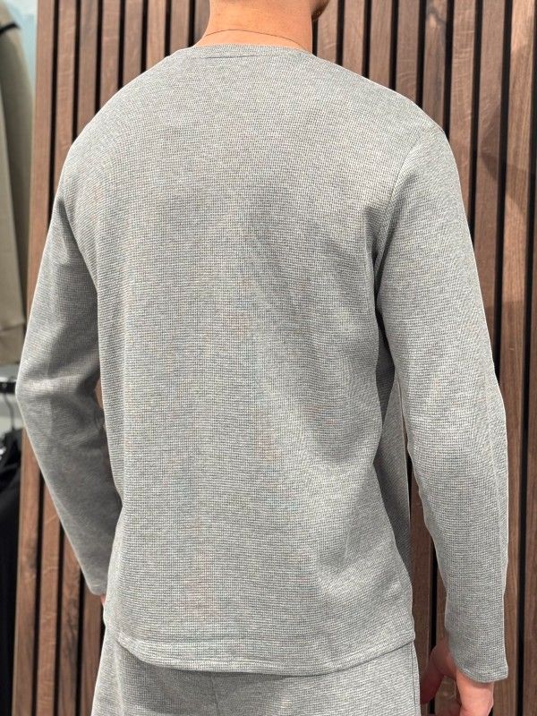 Boss - Waffle LS-Shirt - Grijs