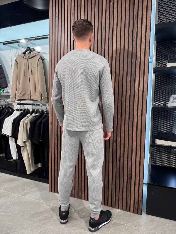 Boss - Waffle LS-Shirt - Grijs