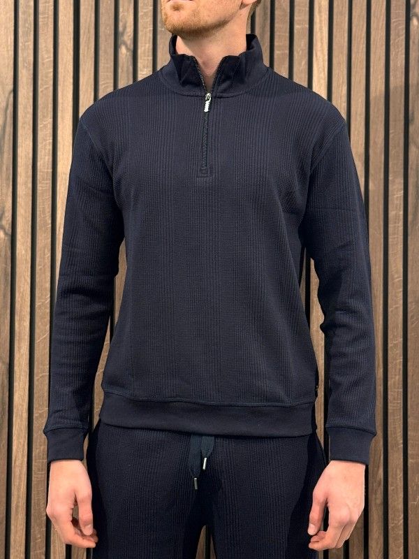 Boss - Structure 1/4 Zip - Blauw