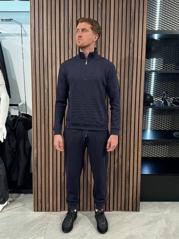 Boss - Structure 1/4 Zip - Blauw