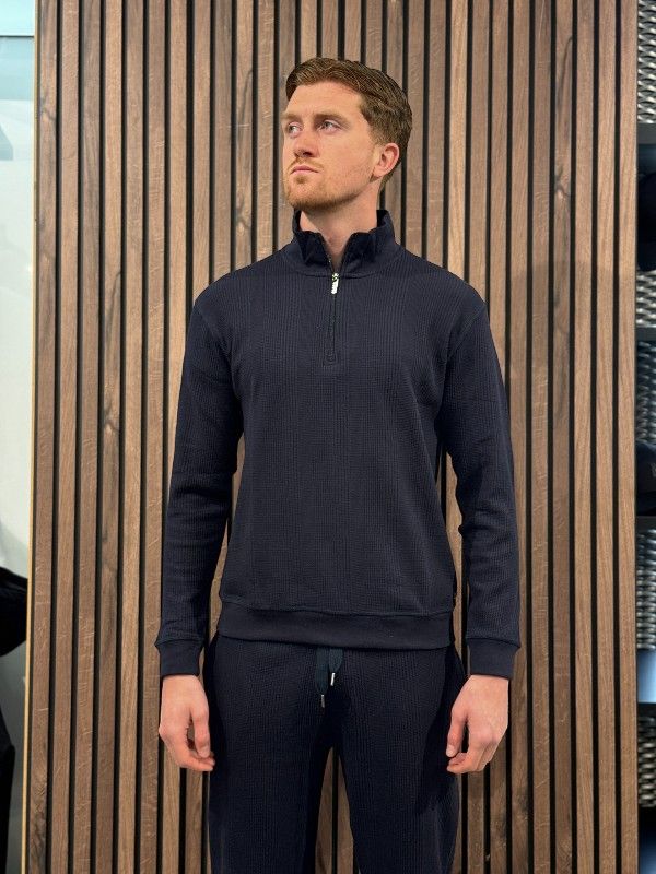 Boss - Structure 1/4 Zip - Blauw