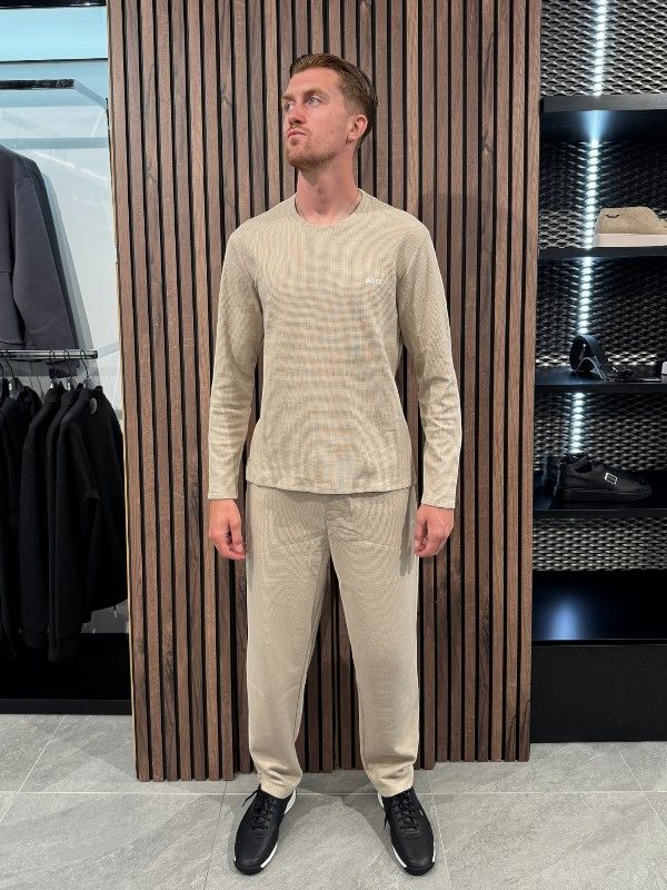 Boss - Waffle LS-Shirt - Beige