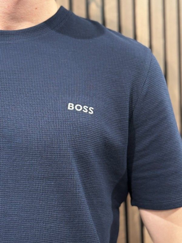 Boss - Waffle T-Shirt - Blauw