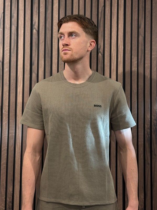Boss - Waffle T-Shirt - Middelbruin