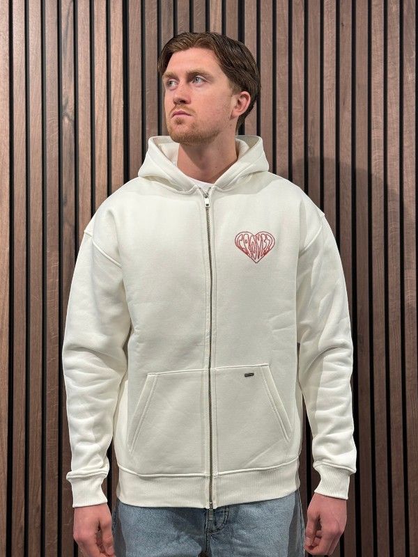 Croyez - Croyez Stiched Heart Zip Hoodie - Wit