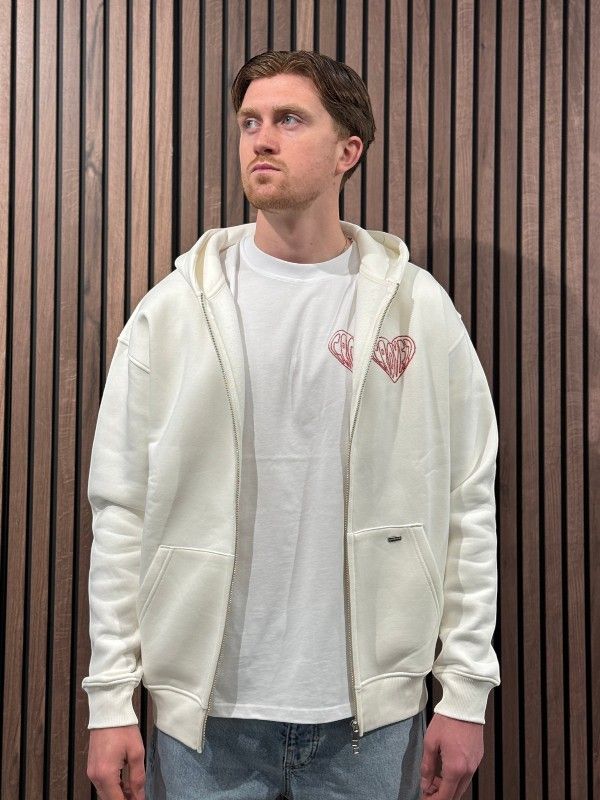 Croyez - Croyez Stiched Heart Zip Hoodie - Wit