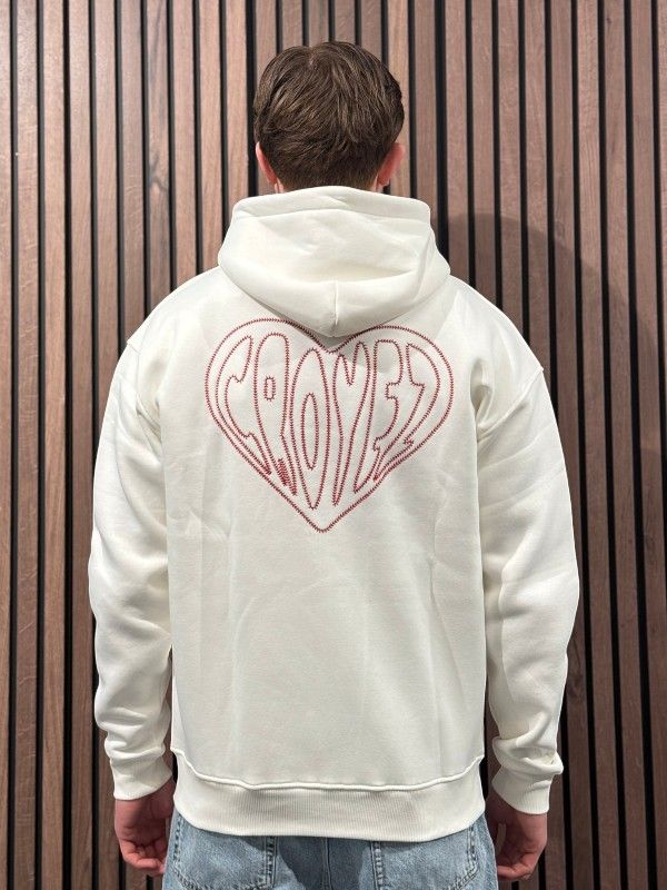 Croyez - Croyez Stiched Heart Zip Hoodie - Wit