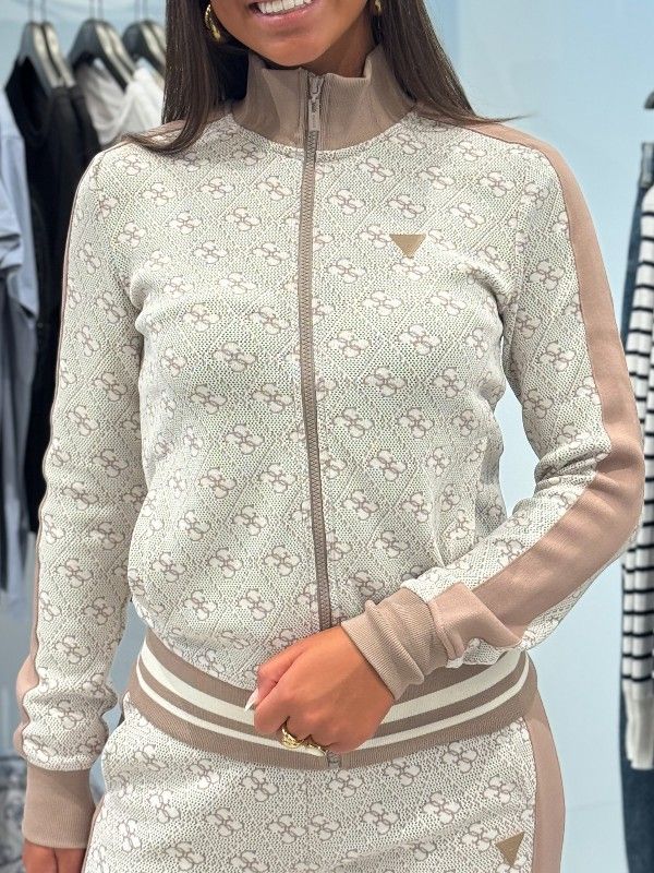 Guess - 4G Rhombus Jacquard Full-Zip - Beige