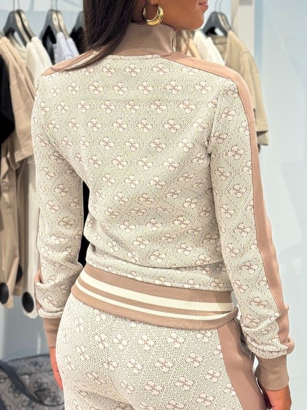 Guess - 4G Rhombus Jacquard Full-Zip - Beige
