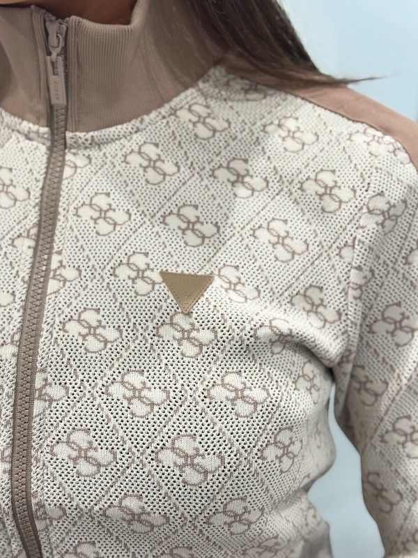 Guess - 4G Rhombus Jacquard Full-Zip - Beige