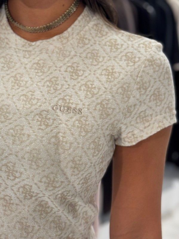 Guess Active - 4G Allover Ss Tee - Beige