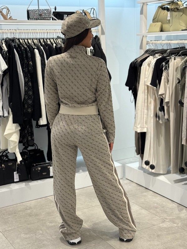 Guess Active - 4G Jacquard Full Zip Sweatshirt - Beige