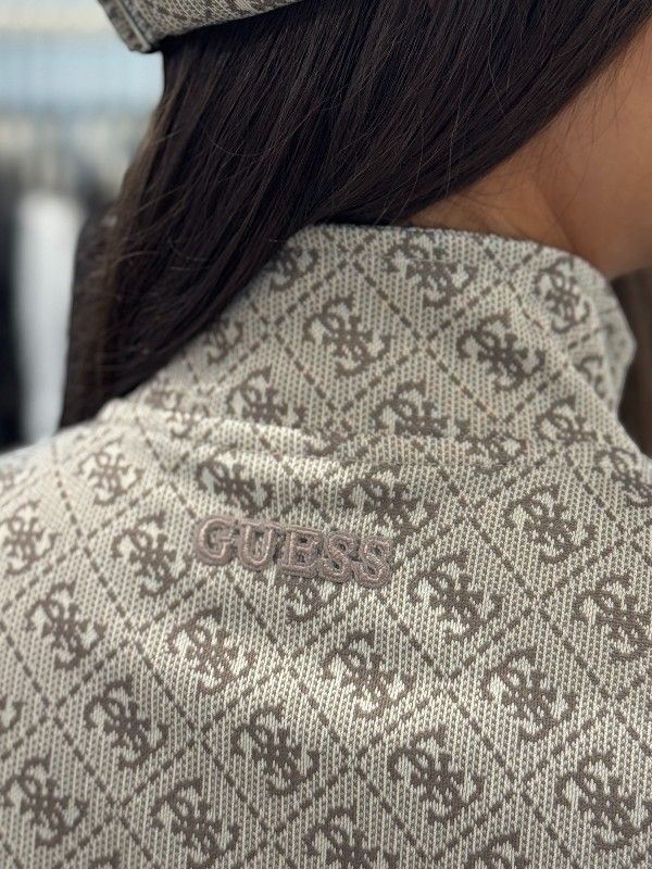Guess Active - 4G Jacquard Full Zip Sweatshirt - Beige