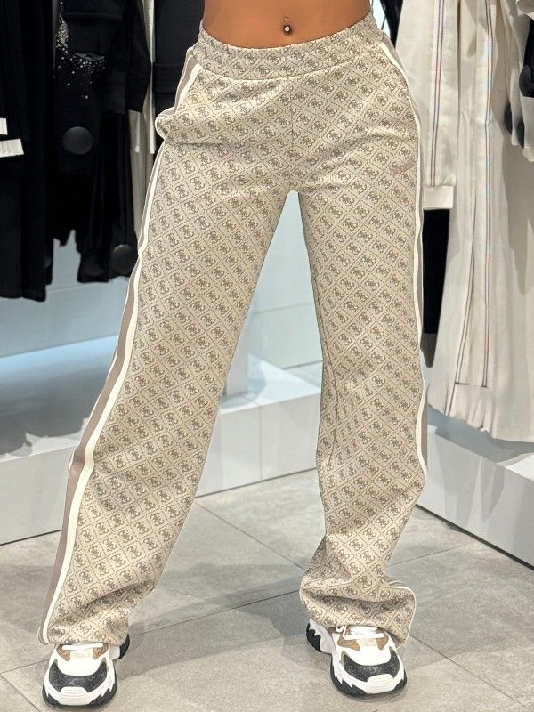 Guess Active - 4G Jacquard Straight Leg Pants - Beige