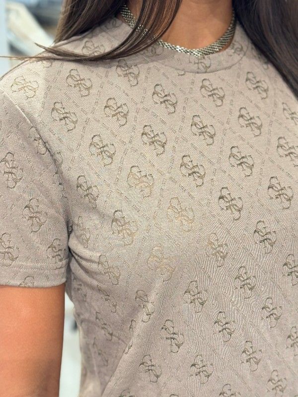 Guess Active - 4G Rhombus Aop Jacquard Boxy T - Bruin