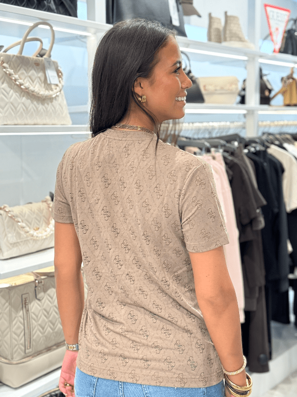 Guess Active - 4G Rhombus Aop Jacquard Boxy T - Bruin