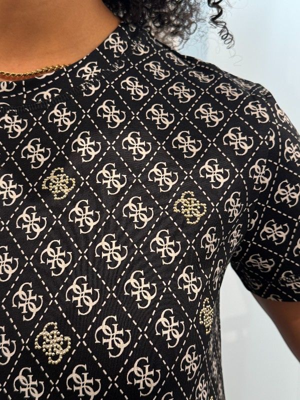 Guess Active - 4G Rhombus Studs Ss T-shirt - Zwart