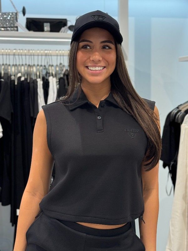 Guess Active - Habi Crop Sleeveless Polo - Zwart