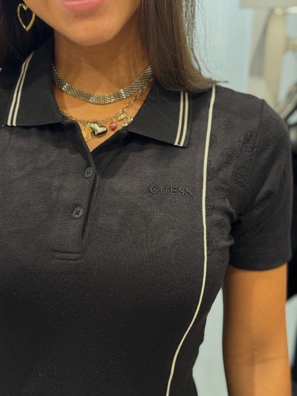 Guess Active - Peony Aop Ss Polo Dress - Zwart