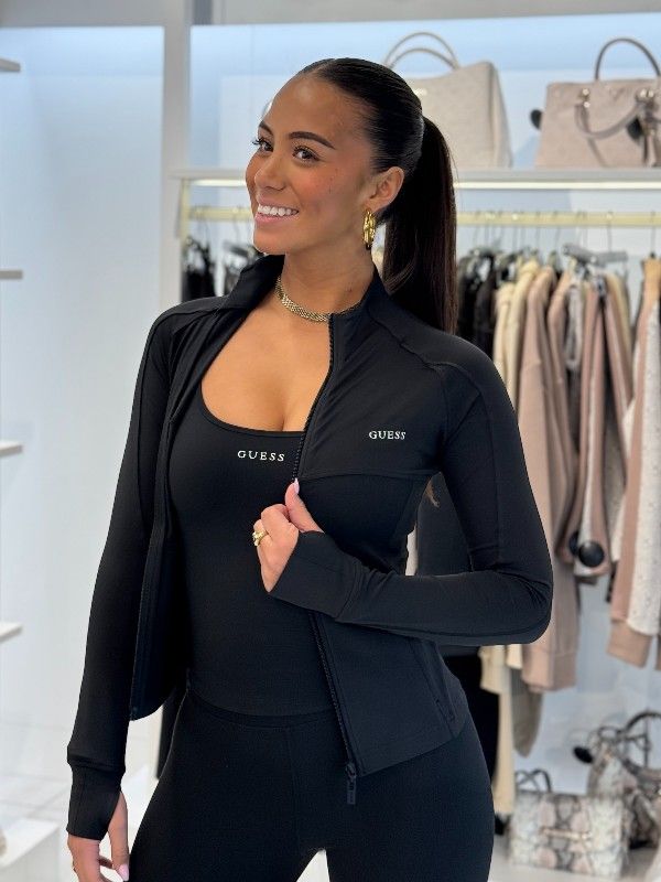 Guess Active - Margot Ls Zip Active Top - Zwart