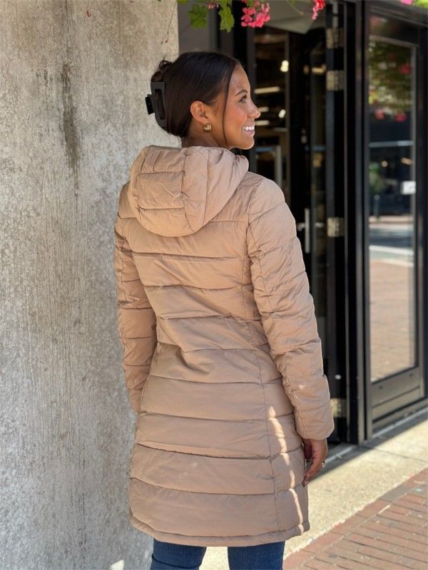 Guess Active - New Aleta Long Puffer Jacket - Beige