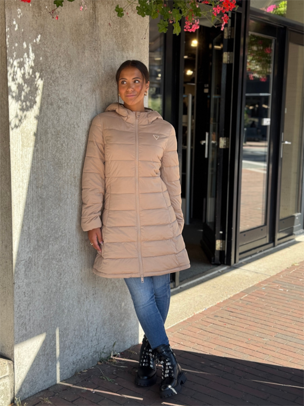 Guess Active - New Aleta Long Puffer Jacket - Beige