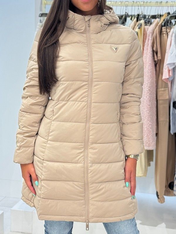 Guess Active - New Aleta Long Puffer Jacket - Beige