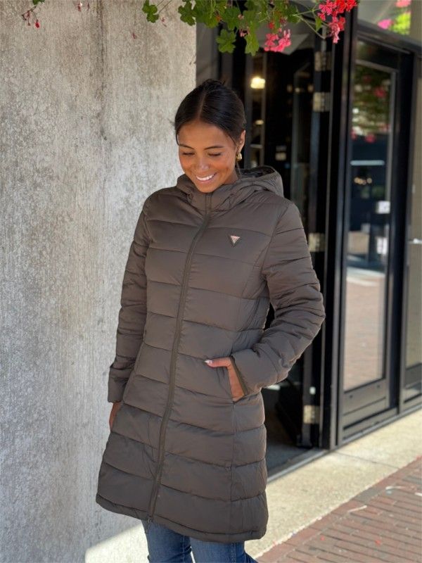 Guess Active - New Aleta Long Puffer Jacket - Groen