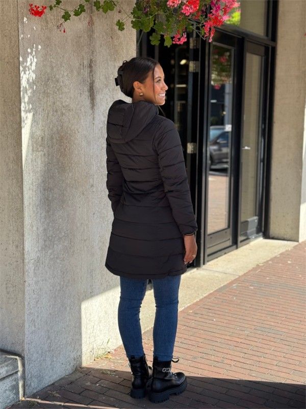 Guess Active - New Aleta Long Puffer Jacket - Zwart