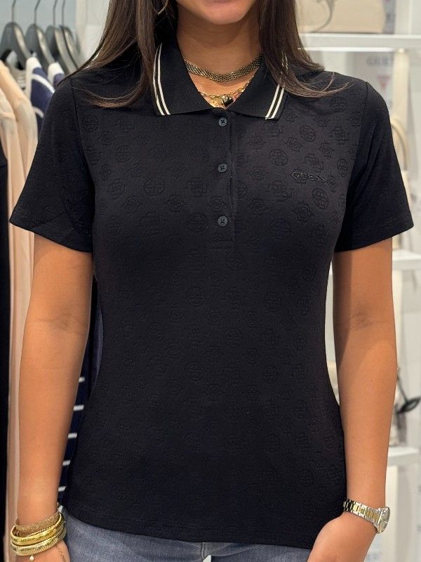 Guess Active - Peony Aop Ss Polo - Zwart