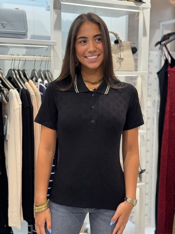 Guess Active - Peony Aop Ss Polo - Zwart
