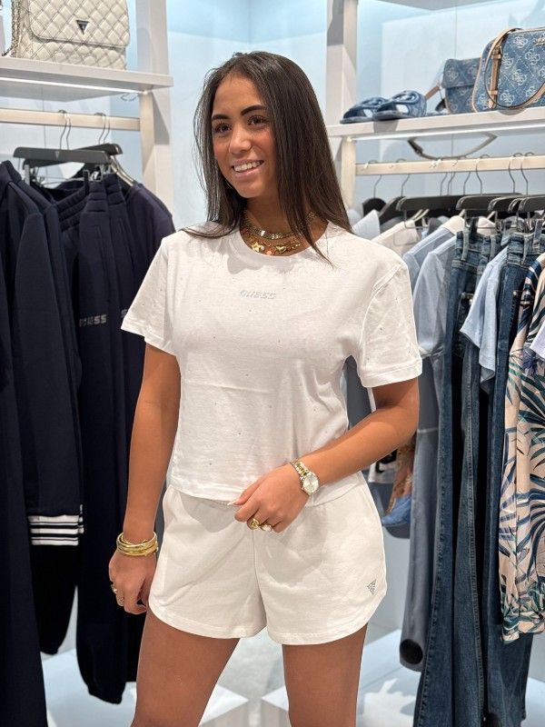 Guess Active - Primula Rhinestones Boxy Tee - Wit