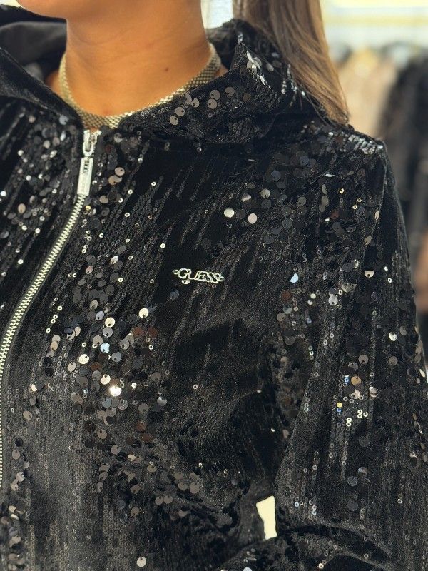 Guess Active - Sequins Full-Zip Hoodie - Zwart