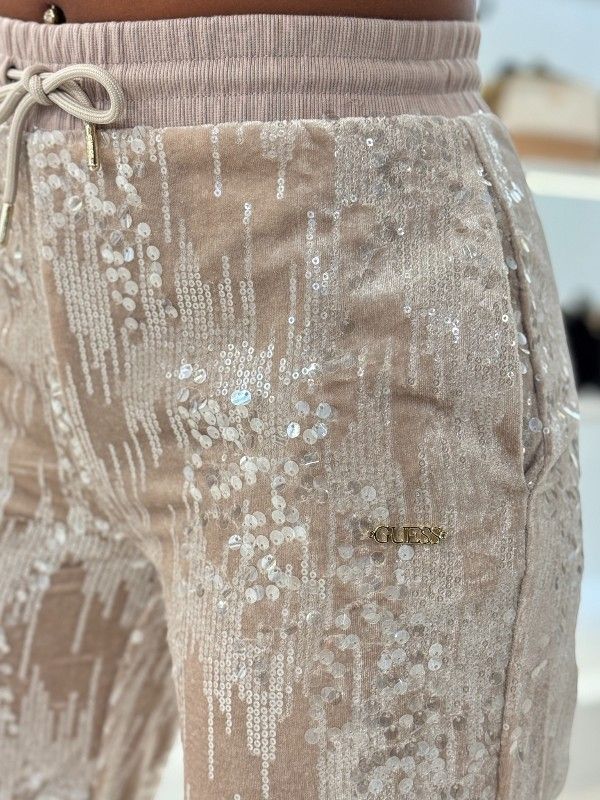 Guess Active - Sequins Wide Leg Pants - Beige