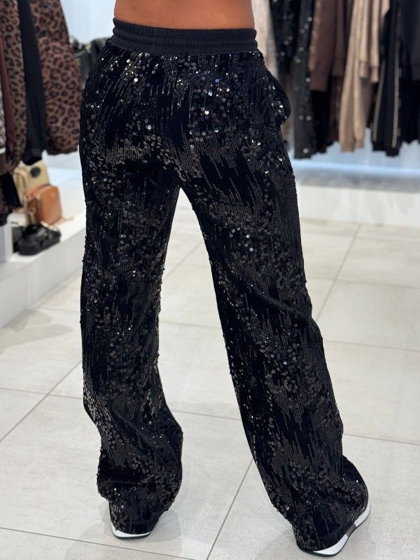 Guess Active - Sequins Wide Leg Pants - Zwart
