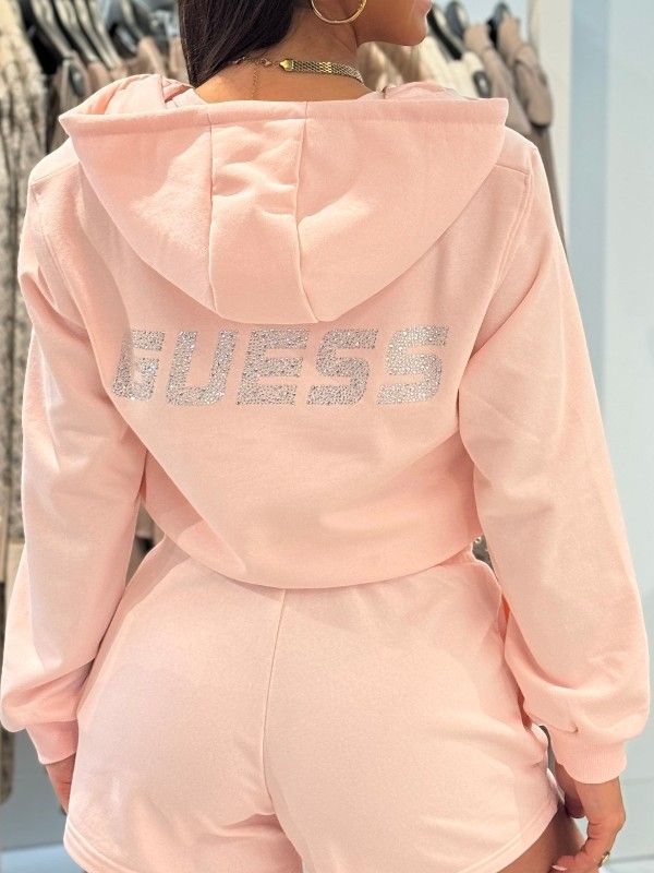 Guess Active - Silvy Full Zip Hoodie Logo - Roze