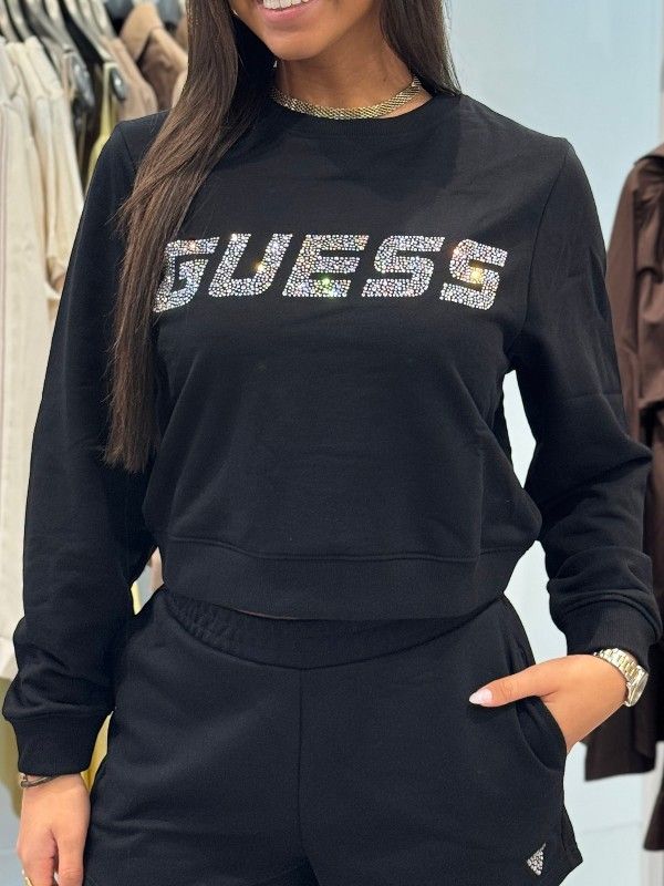 Guess Active - Silvy Logo Rhinestones Cn - Zwart